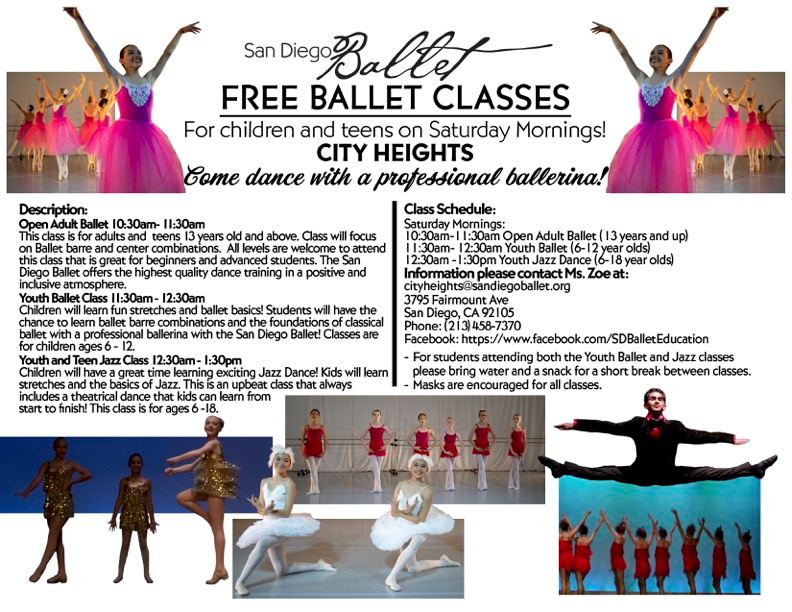 San Diego Ballet Free Saturday Morning Dance Classes San Diego Public